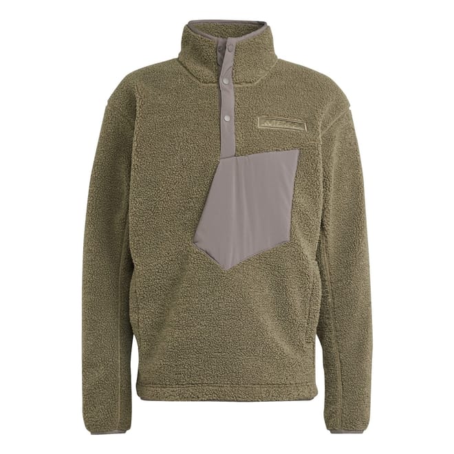 Solid Patterned Snap Button Zip Neck Jacket