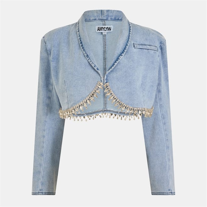 Solid Patterned Denim Jacket
