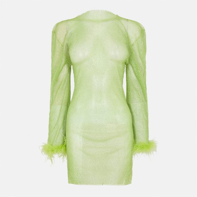 Chan Net Crew Neck Mini Bodycon Dress