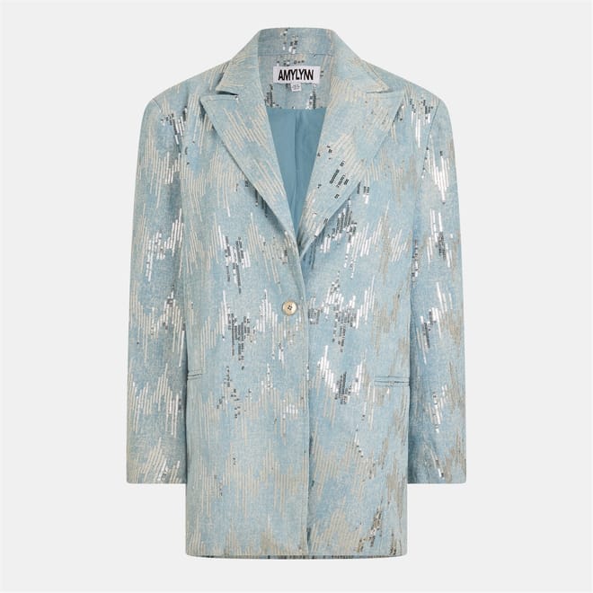 Metallic Patterned Denim Blazer