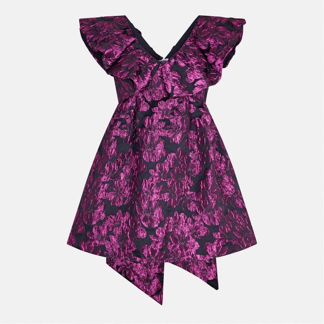 Ruffle V-Neck Mini A-Line Dress