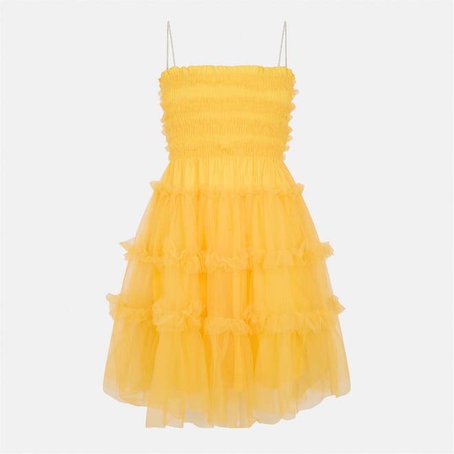 Ruffle Spaghetti Strap Mini Tiered Dress