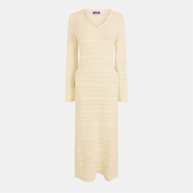 Long V-Neck Midi Sweater Dress