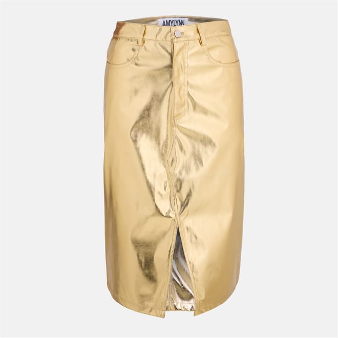 Metallic Midi Pencil Skirt