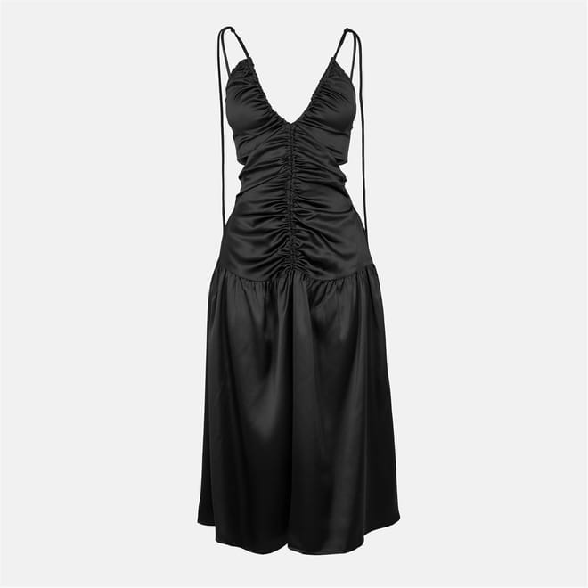 Cinched Tie V-Neck Midi Slip Dress