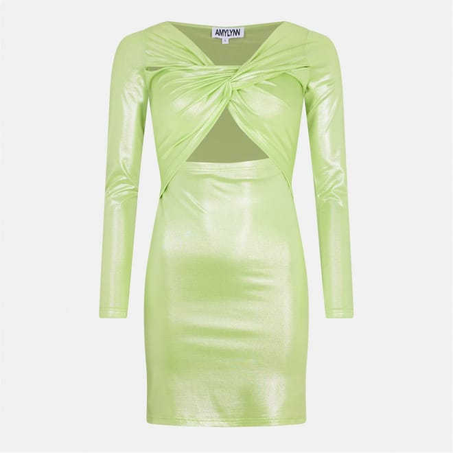 Cu Asymmetric Neck Mini Bodycon Dress