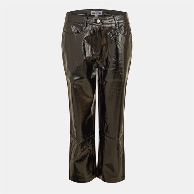 Vinyl Solid Patterned Straight Trousers