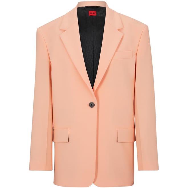 Agura Solid Patterned Single Button Lapel Collared Blazer
