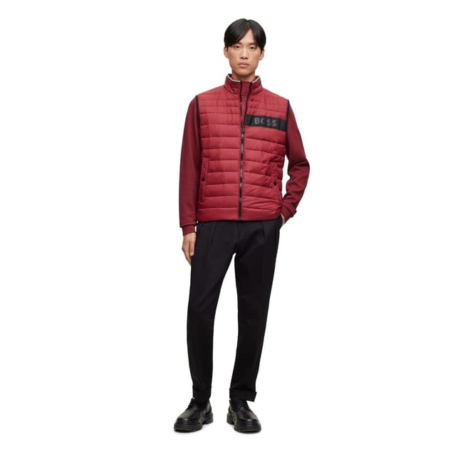 Solid Patterned Quilted Gilet with Logo