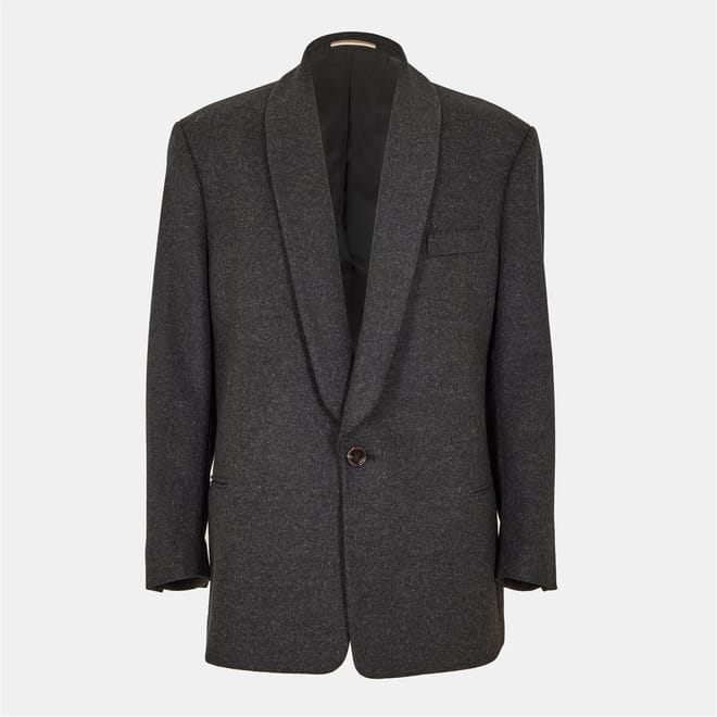 Solid Patterned Shawl Collar Blazer