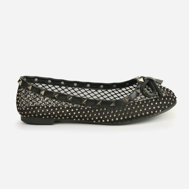 Stud Detail Mesh Slip On Shoes