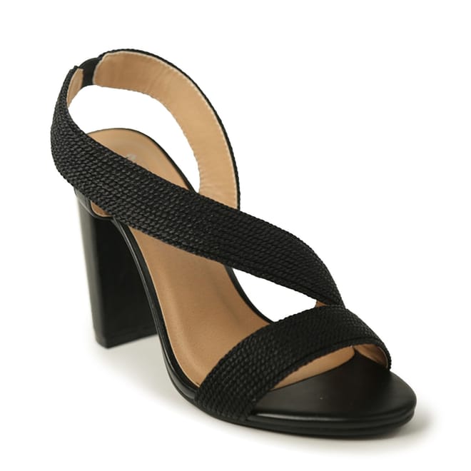 Block Heel Sandals with Crossover Strap