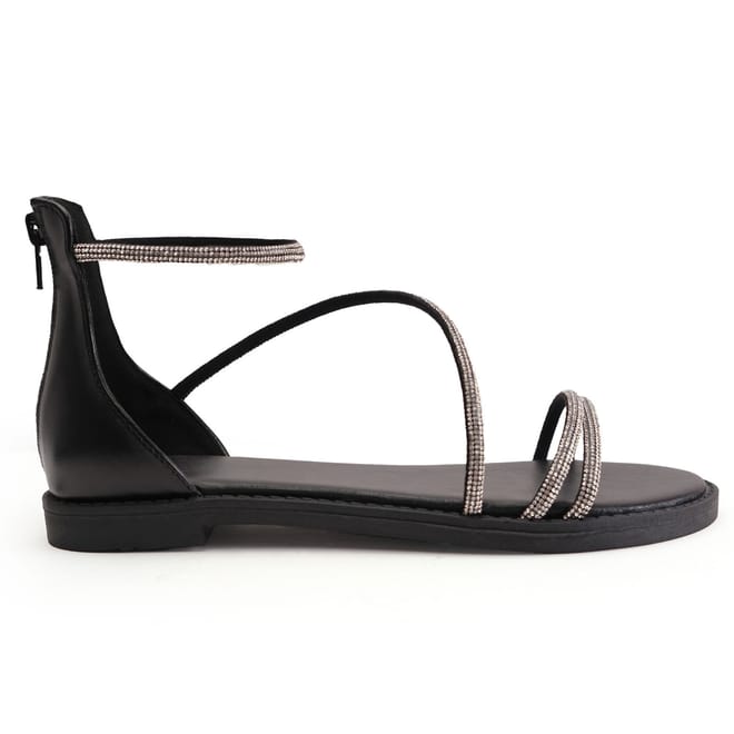 Embellished Gladiator Sparkly Flat Sandals