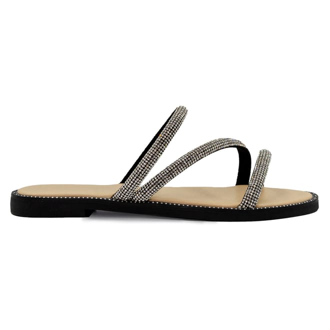 Embellished Strappy Sparkly Flat Sandals