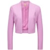 Solid Patterned Open Cropped Blazer
