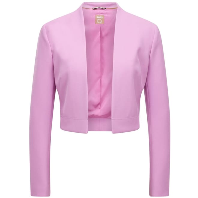 Solid Patterned Open Cropped Blazer