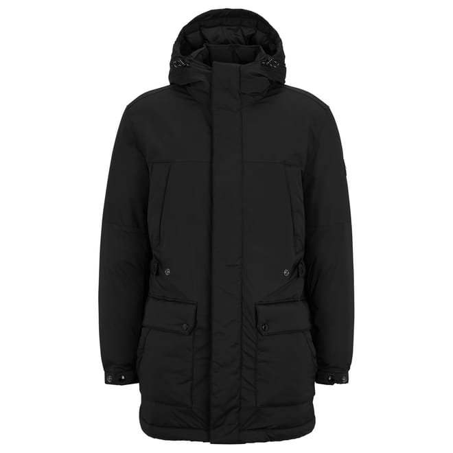 Camiano Hooded Solid Patterned Parka Coat