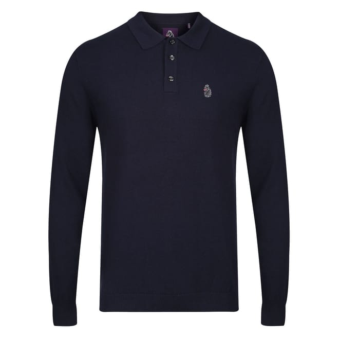 Mens Magnesium L S Knitted Polo Shirt