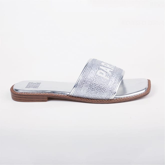 Brandi Paris Lettering Shined Slide Sandals