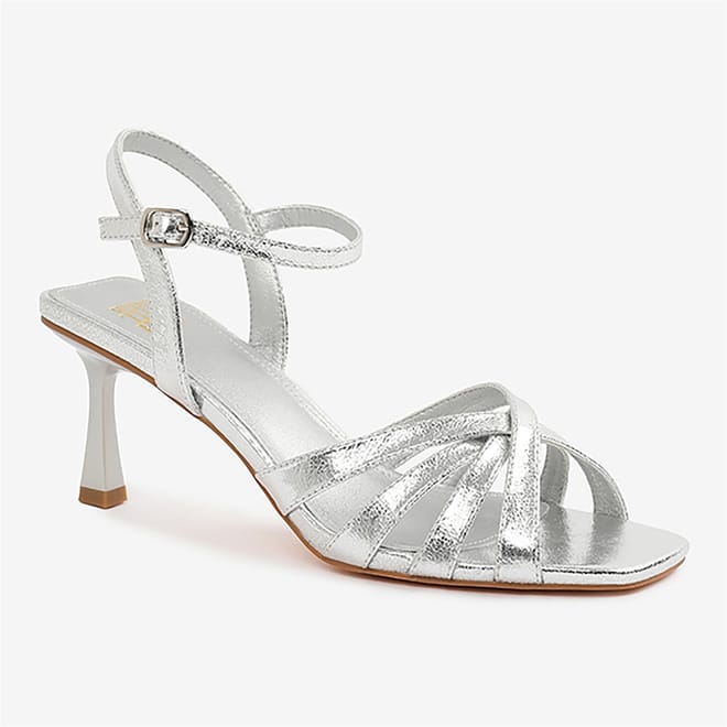 Lizzo Metallic Open Toe Stiletto Heel Sandals