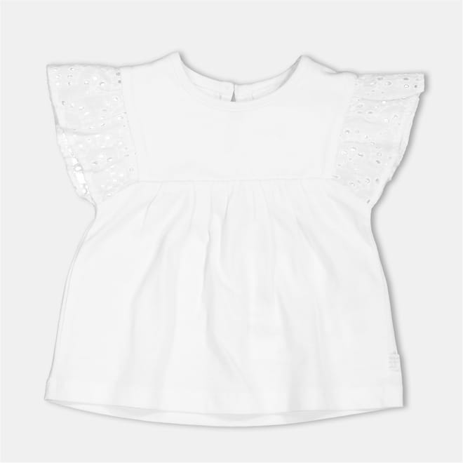 Regular Fit Ruffle Sleeve Crew Neck T-Shirt