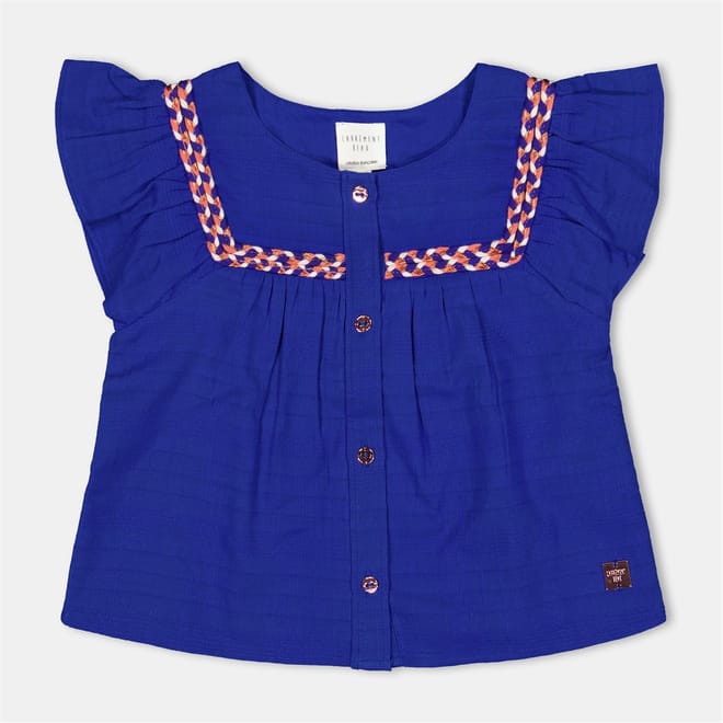 Braided Ruffle Sleeve Square Neck Blouse