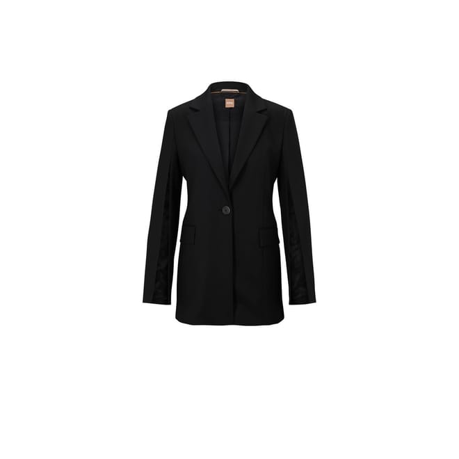 Jalasara Solid Patterned Lapel Collared Blazer