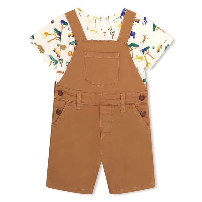 Short Sleeve Animal Patterned Shortalls Romper