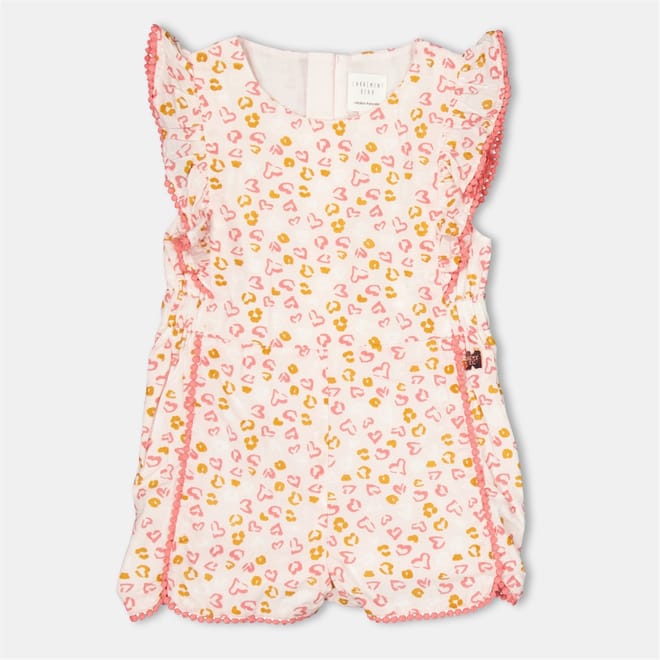 Crew Neck Heart Print Sleeveless Playsuit