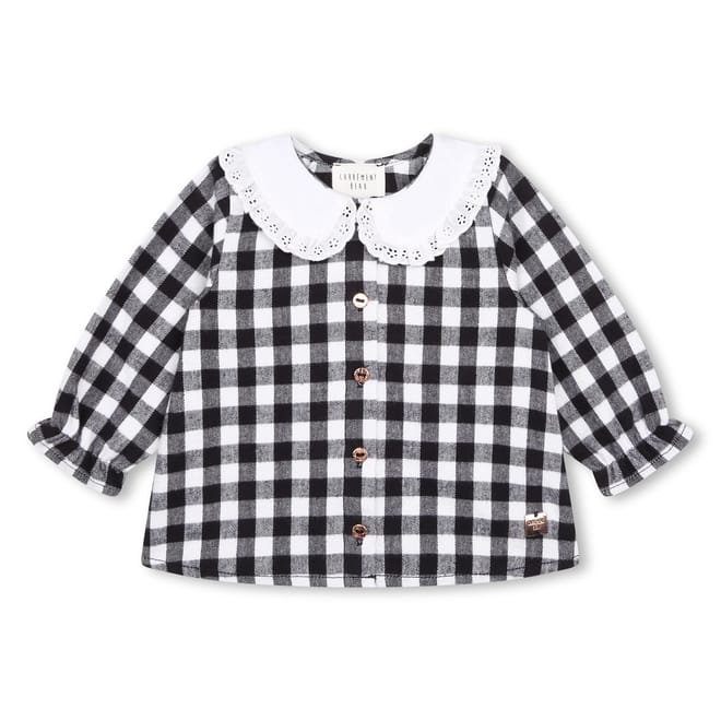 Regular Fit Lace Detail Long Sleeve Peter Pan Collar Shirt