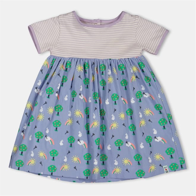 Bunny Print Crew Neck Knee Length A-Line Dress