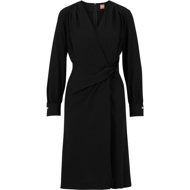 Dojafa V-Neck Midi Wrap Dress