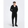 Hooded Ribbed Cuff Solid Patterned Sweat Jacket