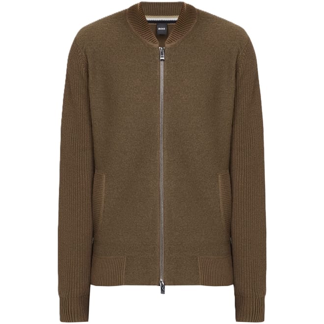 Meraviglio Solid Patterned Full Zipper Ribbed Cuff Bomber Jacket