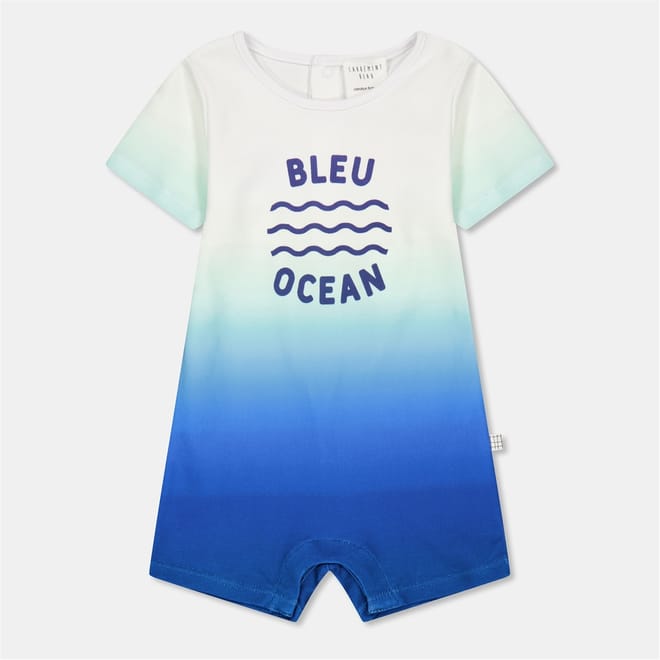 Crew Neck Lettering Short Sleeve Ombre Playsuit