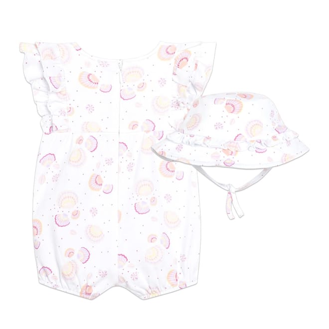 Seashell Print Sleeveless Romper with Hat