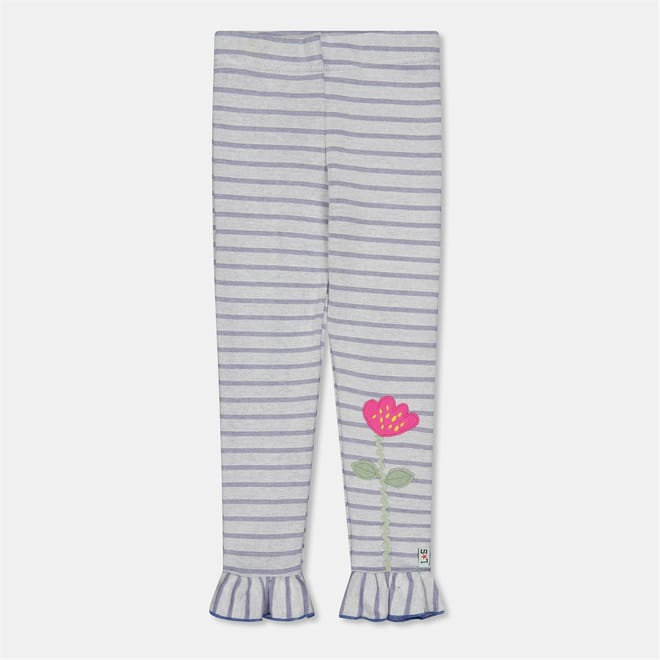 Textured Floral Embroidered Stripe Shapewear Leggings