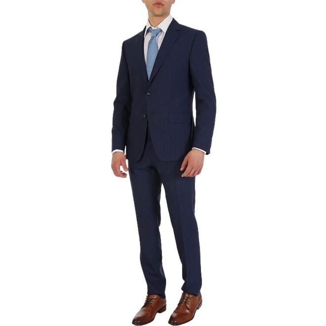 Stripe Patterned Notch Collared Suit Jacket