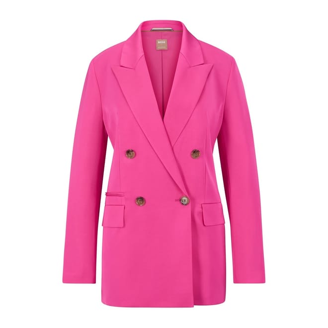 Jefala Double Button Lapel Collared Solid Patterned Blazer