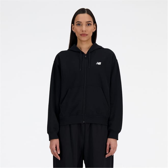 Terry Solid Patterned Hooded Full Zipper Ribbed Cuff Sweat Jacket