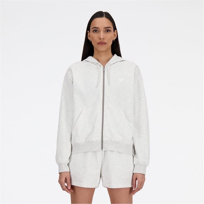 Terry Solid Patterned Hooded Full Zipper Ribbed Cuff Sweat Jacket