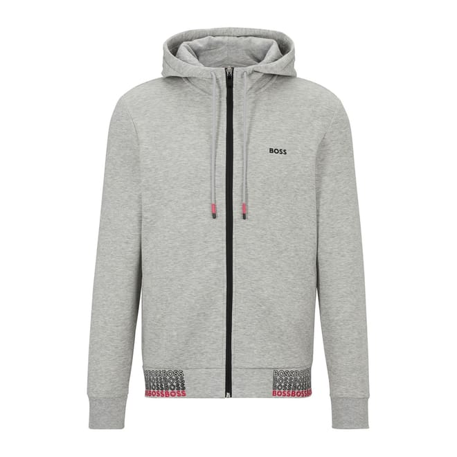 Hooded Neck Ribbed Cuff Sweat Jacket with Logo