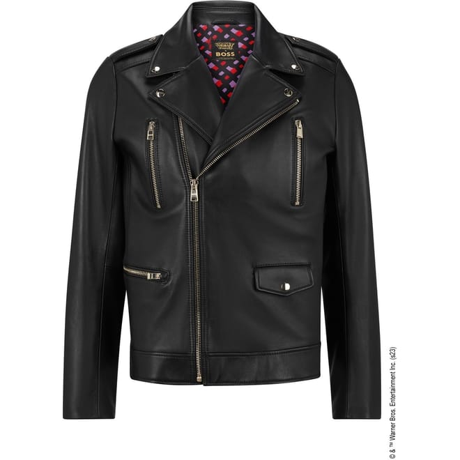 Munar Solid Patterned Lapel Collared Bike Jacket