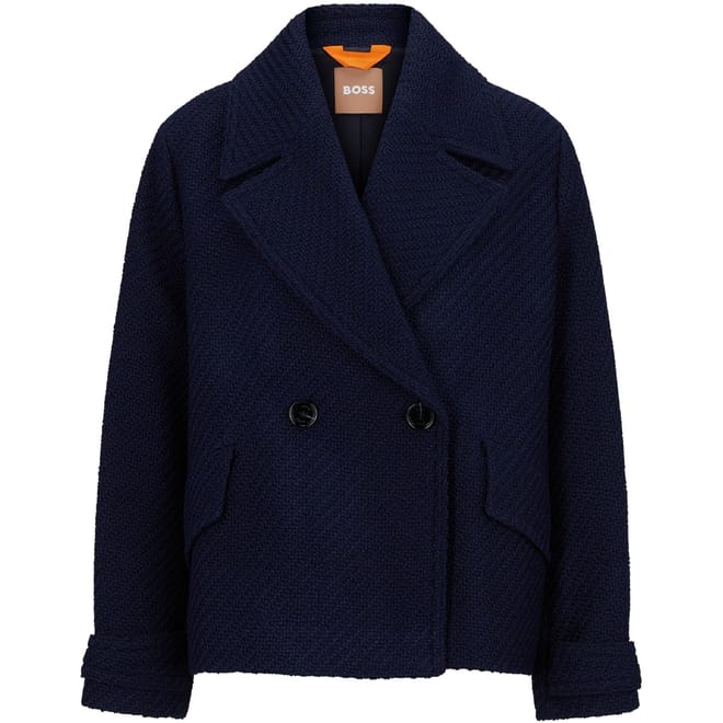 Solid Patterned Double Button Lapel Collared Over Coat