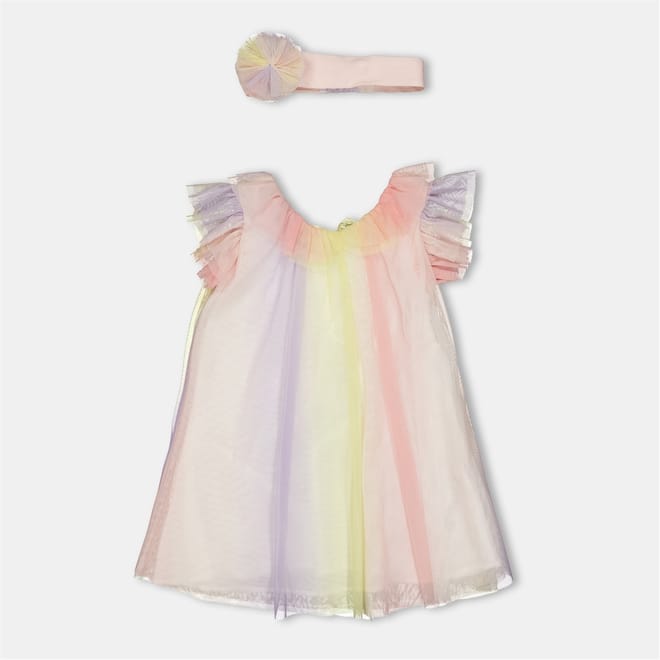 Iridescent Sleeveless A-Line Dress and headband Set