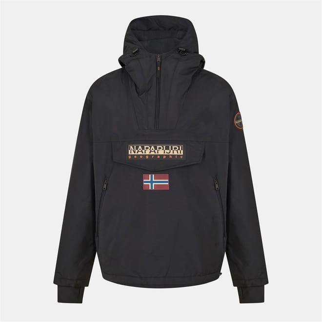 Rainforest Solid Patterned Hooded Neck Half Zipper Ribbed Cuff Rain Jacket