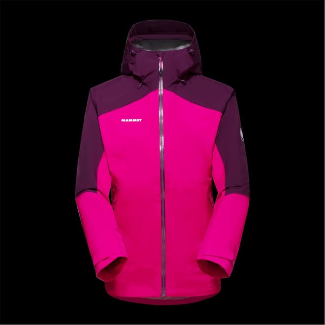 Womens Color Block Hooded Drawstring Rain Jacket