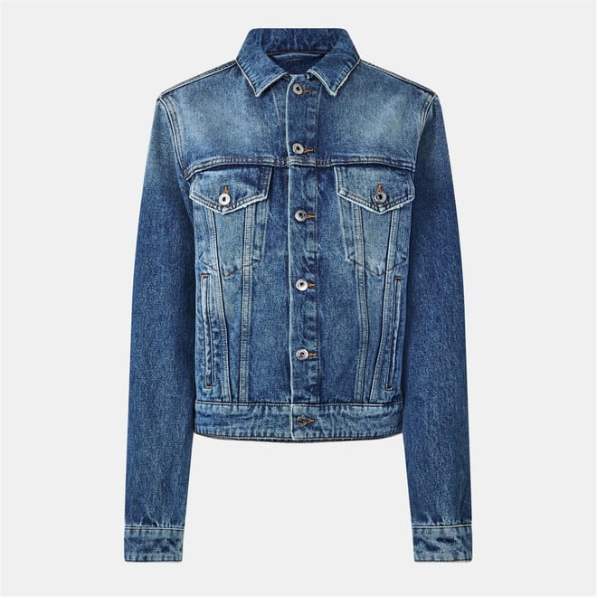 Solid Patterned Denim Jacket with Front Pocket