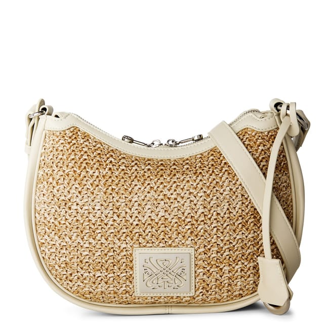 Raffia Hobo Bag with Logo