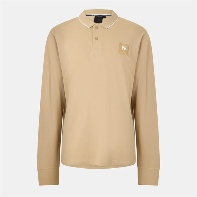 Patch Long Sleeve Polo Shirt